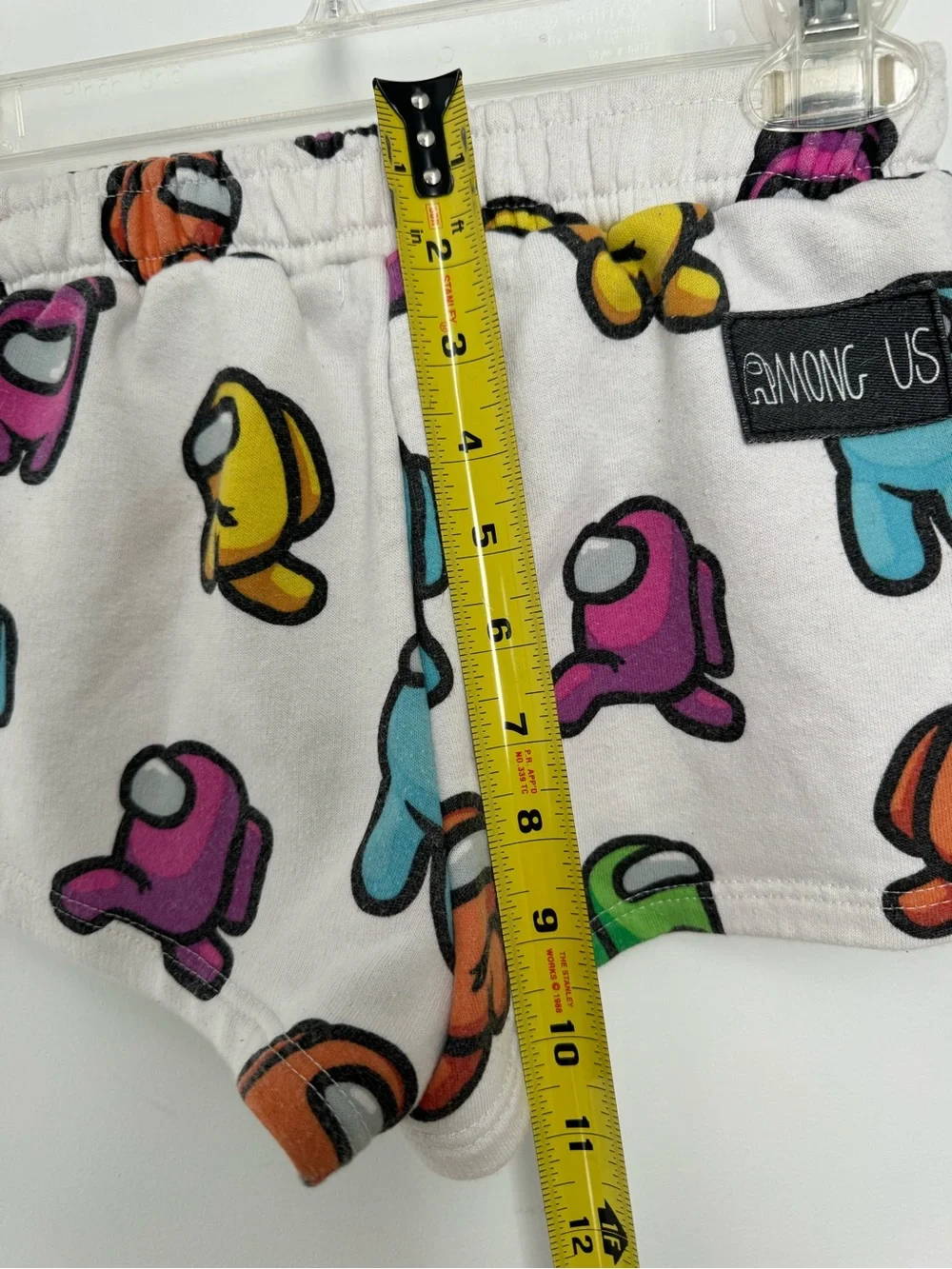 Kids White Among Us Print Elastic Waist Shorts Size 8